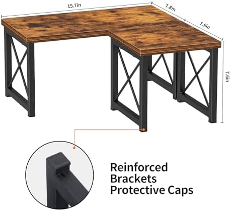Honiter Desk Shelf Organizer, Desk Shelf for Top of Desk, 2 Tier Adjustable Small Bookshelf Organizer, Freestanding Stackable Desktop Stand, Kitchen Counter Display Rack, Rustic Brown