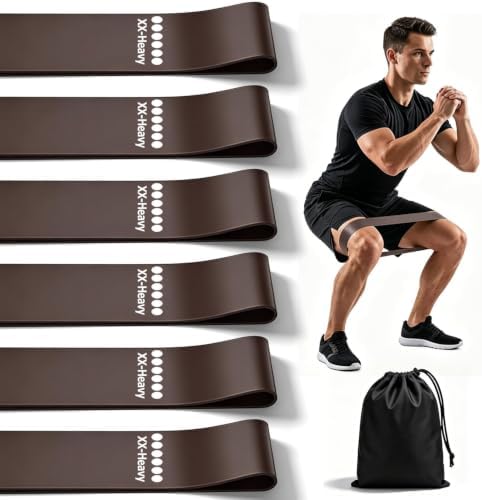 6-Pack Premium Natural Rubber Thickened Workout Resistance Bands Set for Home Gym & Physical Therapy, Anti-Snap Durable Exercise Bands for Full Body Strength Training, Legs, Glutes, Multi-Level