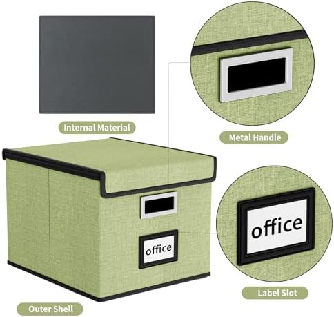 File Organizer Box with Lids, Collapsible File Folder Organizer