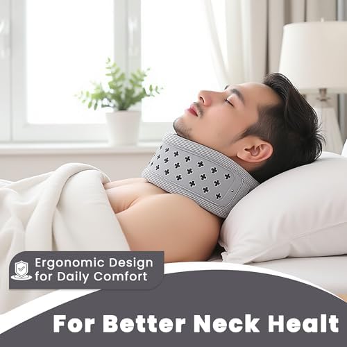 Neck Brace for Neck Pain and Support, Neck Support for Pain Breathable Cervicorrect Brace Adjustable Soft Silicone Foam, Cervical Collar for Sleeping, Relieving Spinal Pressure (Grey)