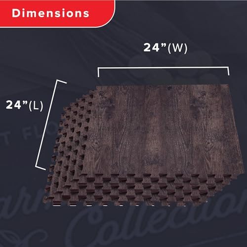 Forest Floor Farmhouse 3/8 Inch Thick Printed Foam Tiles, Premium Wood Grain Interlocking Foam Floor Mats, Anti-Fatigue Flooring – Stylish Flooring Solution
