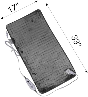 Ruqiji 17''x33'' XXXL King Size Heating Pad with 6 Temperature Settings, Flannel Electric Heating Pad/Pain Relief for Back/Neck/Shoulders/Abdomen/Legs(Gray)