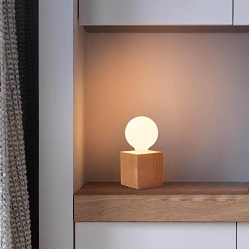 Vintage Table Lamp,Small Bedside Lamp with Square Wooden Base Desk Lamp, E26 60W Night Light Perfect for Bedroom Living Room Home Art Display Cafe Bar Studio Antique Decor(Without Bulb)