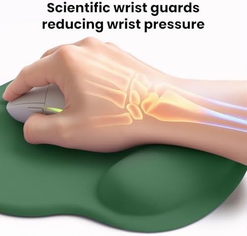 Mouse pad with Wrist Rest,Relieving Pain Memory Foam Computer pad, Ergonomic Desktop Mouse, Silicone Material Mouse pad, with Non-Slip PU Base (Green)
