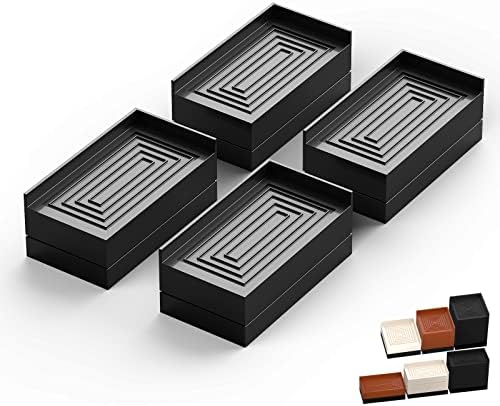 Furniture Risers, Tclouda Bed/Sofa/Desk/Table/Chair Leg/Fridge Lifts to 1.5, 3 and 4 in, Rectangle Adjustable Risers Blocks for Extenders, Heavy Duty Supports Up to 1300 Lbs, 1.5 in-Black-Rectangle
