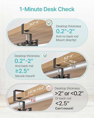 PEGZONE Under Desk Cable Management Tray, 30.2" No-Drill C-Clamp Pegboard