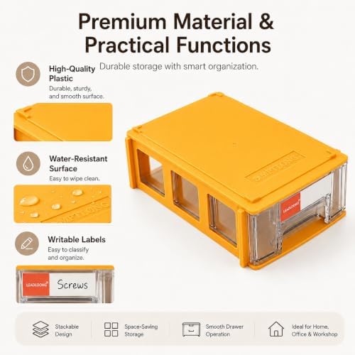 16 Pack Stackable Desk Organizer Drawers for Craft Storage Yellow
