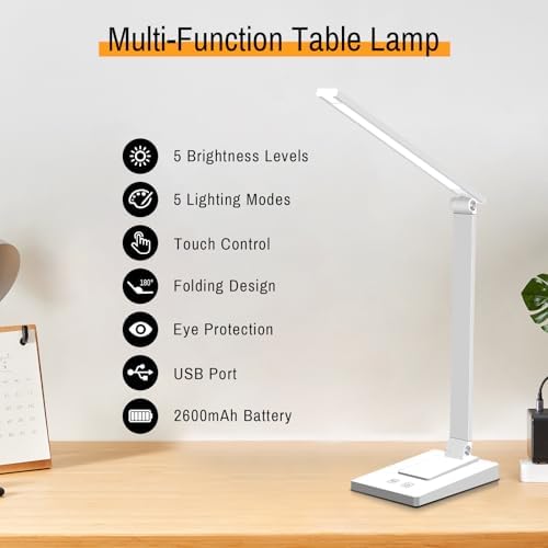 Rechargeable LED Desk Lamp, 5 Color Modes with 5 Brightness