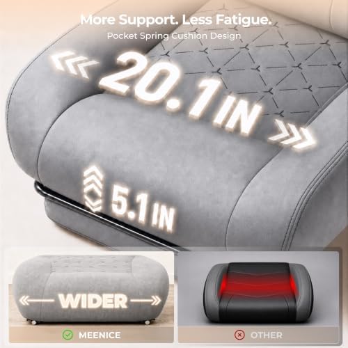 Fabric Gaming Chair with Heated Massage Lumbar Support, Pocket Spring Seat, Reclining Computer Chair with Footrest, Breathable High Back Gamer Chair, 350 lbs