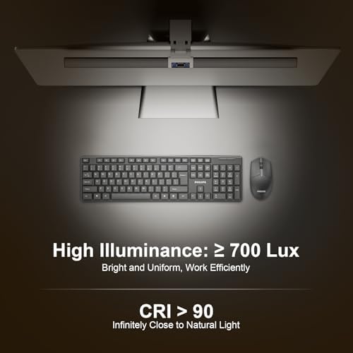 Computer Monitor Lamp 16“, Hand-Sweep Sensor Function, LED Screen Monitor Lamp for Eye Caring, 5 Adjustable Brightness & 5 Color Temperature, Touch Control USB Powered Screen Bar for Desk & Office