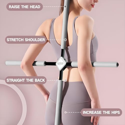 Yoga Stick- Posture Corrector Stick for Back Pain Relief - Upper & Lower Back Stretcher and Straightener Tool for Men and Women - Portable Mobility Stretch Pole for Neck Hump, Spine Alignment & Home Workout