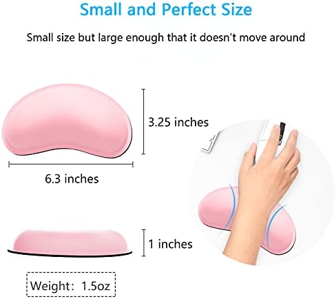 Dapesuom Mouse Wrist Rest, Ergonomic Memory Foam Mouse Wrist for Computer Desk Mats Support, PU Leather Hand Rest Pad Cushion for Gaming, Laptop, Men, Women, Pain Relief & Easy Typing, Pink