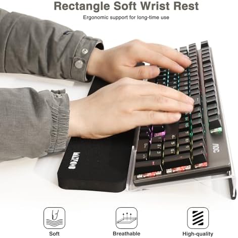 MAXECHO Acrylic Tilted Keyboard Riser Stand and Holder with Wrist Arm Rest Support Pad for Computer Desk Desktop, 16.9" Wide