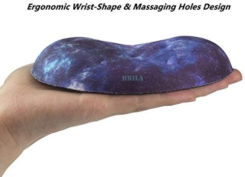 BRILA Ergonomic Memory Foam Mouse Wrist Rest Support Pad Cushion for Computer, Laptop, Office Work, PC Gaming - Massage Holes Design - Wrist Pain Relieve (Nebula Galaxy Space)
