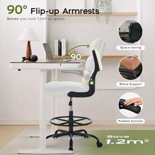 amseatec Drafting Chair, Tall Office Chair with Footrest for Standing Desk