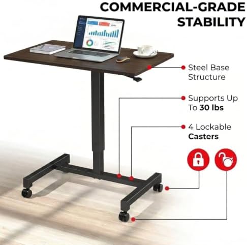 FitDesk Portable Laptop Desk, Adjustable Standing Workstation - Walnut 27"