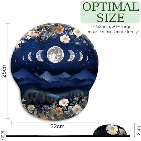 Funny Ergonomic Mouse Pad with Gel Wrist Rest, Moon Mountain