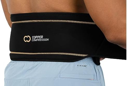 Copper Compression Back Brace. Copper Infused Lumbar Support for Lower Back Relief, Sciatica, Herniated Disc, Scoliosis, Pain & Strains. Adjustable & Breathable. Fits Men & Women (Waist 36" - 42")
