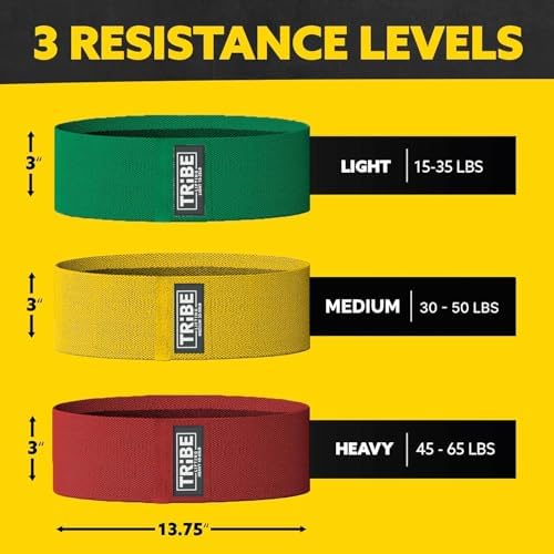 Fabric Resistance Bands for Working Out, 3-Pack for Legs and Glutes