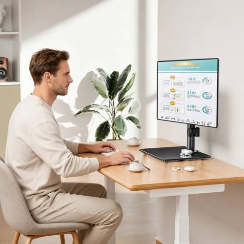MOUNT PRO Single Monitor Stand Fits Max 32 inch Screen, Free-Standing Computer Desk Stand, Display Mount with Height Adjustable, Swivel, Tilt, Rotation, VESA Monitor Stand 100x100