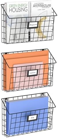 X-cosrack 3-Tier Detachable Hanging Wall Files, Wall Mounted Mail Basket