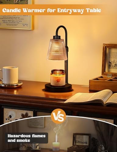Amber Candle Warmer Lamp with Timer, Dimmable Candle Warmer for Jar Candles, Height Adjustable Wax Melts Warmer, Birthday Gifts for Women Mom, House Warming Gifts New Home Decor