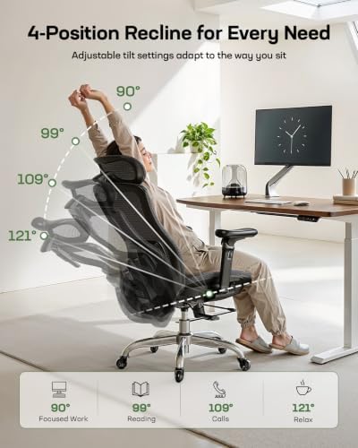 Marsail Big and Tall Mesh Ergonomic Office Chair with 6D Armrests, 4 Pack