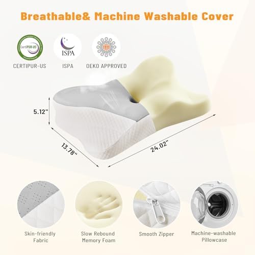 Cervical Neck Pillow, Memory Foam Contour Pillow, King