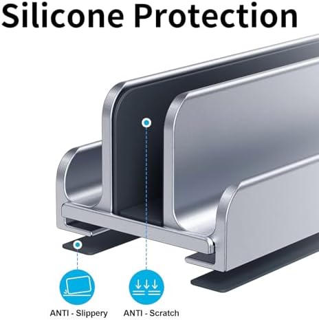 Aluminum Vertical Laptop Stand Holder for Desk Compatible with MacBook Pro, MacBook Air, Dell, HP, Lenovo, Up to 17.3 inches, Blue-Gray