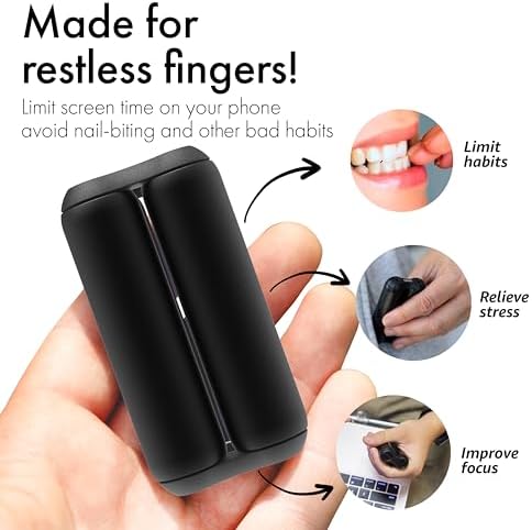 ONO Roller - Handheld Fidget Toy for Adults | Help Relieve Stress, Anxiety, Tension | Promotes Focus, Clarity | Compact, Portable Design (Black, Junior Size - Aluminum)