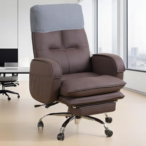 Stretch Office Chair Headrest Cover Jacquard Headrest Slipcover for Office Chairs Non Slip Head Rest Chair Furniture Protector for High Back Computer Chairs Set of 1 Light Gray