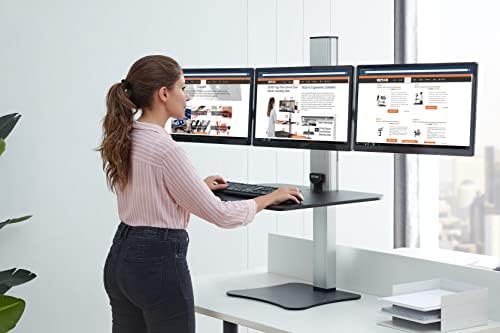 Victor High Rise Electric Sit-Stand Standing Desk Converter, Black