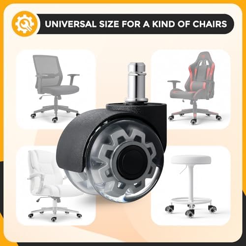 2 inch Office Rubber Chair Wheels, Quiet Replacement 5Pcs Grey