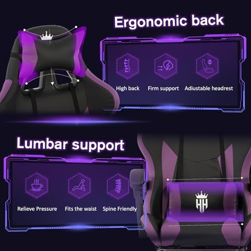 Gaming Chair with Footrest, Computer Chair with Adjustable Headrest