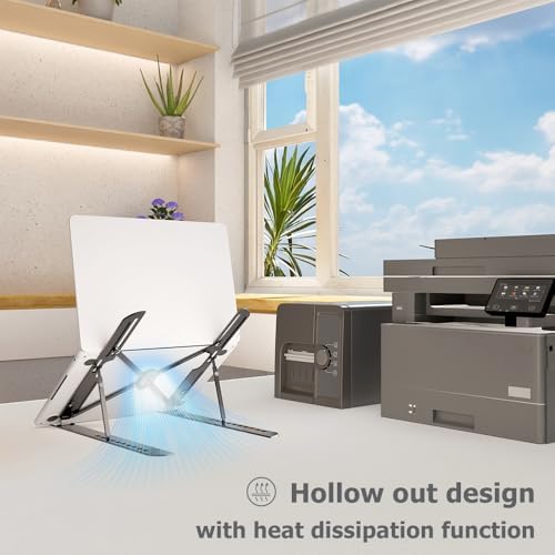 Laptop Stand for Desk Adjustable Laptop Riser Ventilated Heat Dissipation Foldable Portable Holder Compatible with MacBook Air Pro HP Dell Lenovo iPad Tablet Accessory (8-16") (Black)