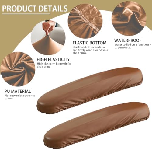 Office Chair Arm Covers Leather Office Removable Armrest Covering Stretch Water Resistant Chair Seat Hand Rest Protector for Computer Desk Chairs 2 Pair Orange