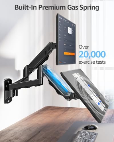 MOUNTUP Dual Monitor Wall Mount for 2 Max 32 Inch Computer Screen, Fully Adjustable Double Monitor Arm, Wall Mounted Monitor Holder Support 4.4-19.8lbs Display, VESA Bracket 75x75, 100x100