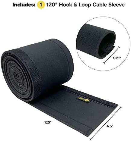 Wrap-It Storage Hook and Loop Cable Sleeve, Black, 120"