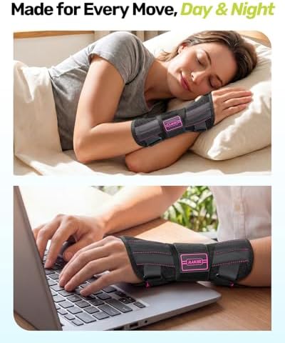 Rakiie Upgraded Carpal Tunnel Wrist Brace Night Sleep, Pink