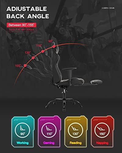 Ergonomic Gaming Chair PU Leather Massage Gaming Chair with Footrest/Armrest/Lumbar Support for Adults Gaming Work Study Racing Style Computer Chairs Big and Tall Gaming Chair