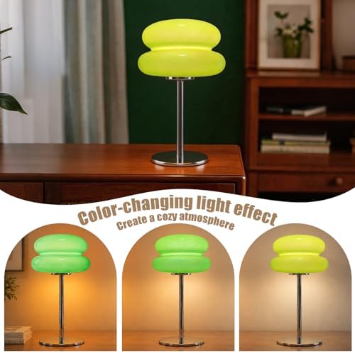 Bedroom Mushroom lamp, Medieval Modern Bedside Table lamp for Night Stands, Vintage dimmable Small Lamps, Cute Cool Desk Lamps Home Room Aesthetic Decor for Living Room(Green)