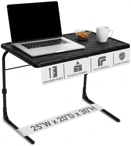 Table-Mate TV Tray Table | Portable Desk Folding Dinner Tray, Couch Table Trays for Eating Snack Food, Portable Laptop Desk, Bed Trays for Eating | Adjustable TV Trays with 3 Angles and Cup Holder
