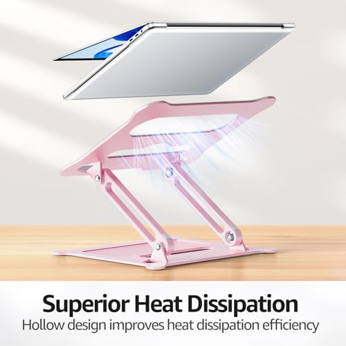 Urmust Adjustable Laptop Stand for Desk, 10-15.6“ Laptop Riser, Pink