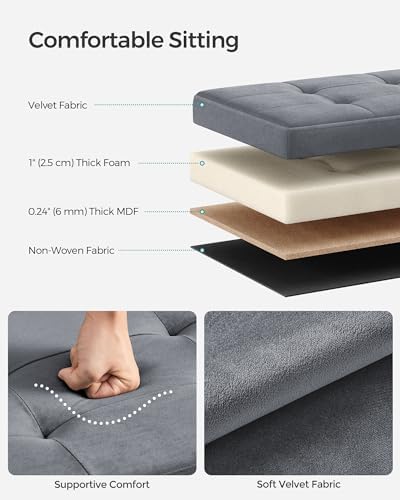 SONGMICS Small Folding Storage Ottoman, 12.2 x 16.1 x 12.2 Inches