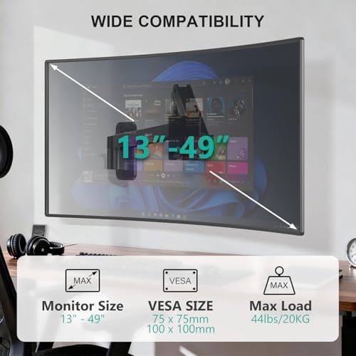 WALI Monitor Wall Mount for 13-49 inch Ultrawide Screens, up to 44 lbs
