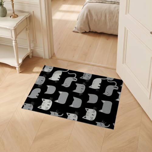 2'x3' Midnight Black Cat with Silver Accents Ultra-Soft Accent Mat