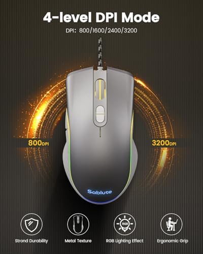 SABLUTE Gaming Keyboard and Mouse, Quiet Membrane with RGB Backlit, White