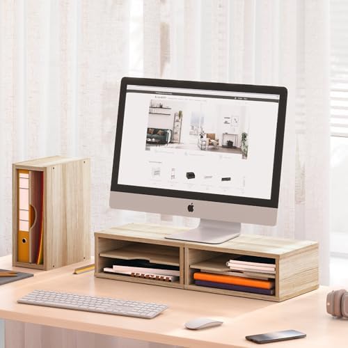 Ballucci 2-Tier Wooden Desk Organizer, Office Desk Organization, Mail Sorter, Paper Tray, File Folder Holder, Desktop Paper Organizer, Desk Organizers and Accessories, Natural Wood
