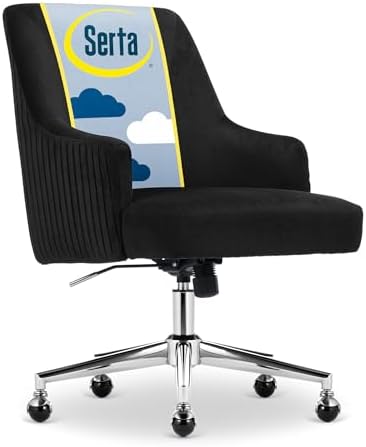 Serta Modern Vanity Chair with Chrome Base, Mid-Back Soft Velvet Desk Chair