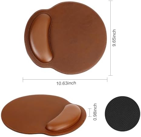 RICHEN Ergonomic PU Leather Keyboard Wrist Rest and Mouse Pad with Wrist Support, Memory Foam Set for Computer/Laptop,Gaming and Office, Comfortable for Easy Typing & Pain Relief (PU Brown)